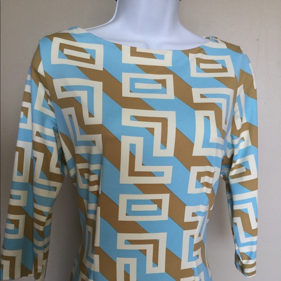J. MCLAUGHLIN M PASTEL BLUE BROWN DRESS